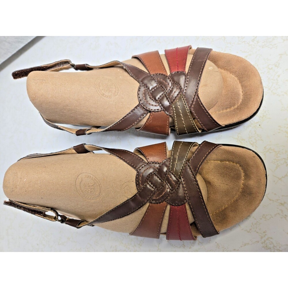 Earth Spirit Ginseng Brown Multi Leather Strappy Sandals Womens 9.5
